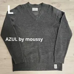 AZUL by moussy グレー Vネックニット L