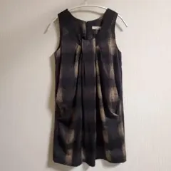 THREAD ノースリーブワンピース M 黒とベージュのチェック柄
