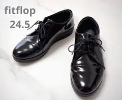 fitflop フィットフロップ　エナメル　レースアップ　シューズ　黒　24.5