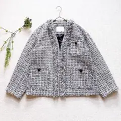 【極美品】カデュネ　スプリングツイードジャケット　ノーカラー　2024SSのサムネイル