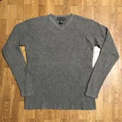 90～00s 香港製 バナリパ Vネック コットン ニットセーター グレー M