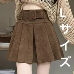 SHEIN コーデュロイ ハイウエスト プリーツスカート コーヒーブラウン