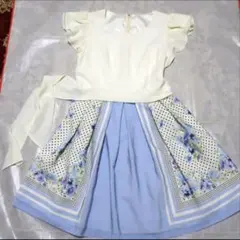 レッセパッセ　フリル袖刺繍入りワンピース