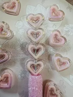 カスタム可 ピンクハートビーズ 12個