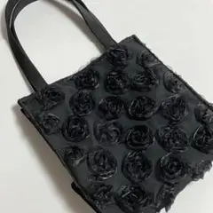 ローズモチーフ 黒 トートバッグ　サブバッグ　メッシュ　フォーマルバッグ