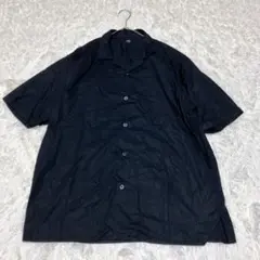 UNIQLO◇オープンカラー 半袖シャツ シンプル 無地（XL）ブラック