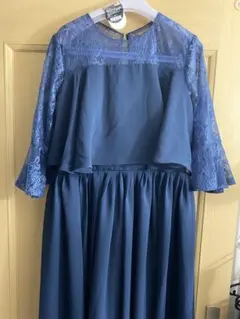 ネイビーブルー レースパーティードレス