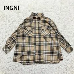 INGNI ベージュ系 長袖シャツ Mサイズ　チェック柄　カジュアル　洗える
