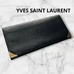YVES SAINT LAURENT 二つ折長財布 ロングウォレット　黒レザーのサムネイル