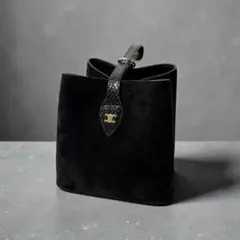 セリーヌ　スモール　アンバー　スエード×パイソンフェクト　ミニトートバッグ