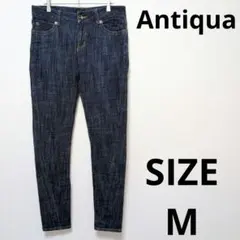 Antiqua デニムパンツ ボトムスロング スリム立体裁断 美脚見せ ジーンズ