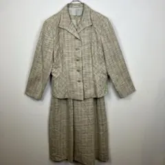 新品未使用　レリアン　スーツ　13号　絹30％　ツイード　日本製　イタリア生地