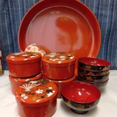 食器　レトロ　蓋付きちらし重　碗　寿司桶セット　5客分