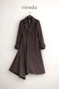 rienda ロングチェスターコート S ブラウン ウエスト切替 上品シルエット