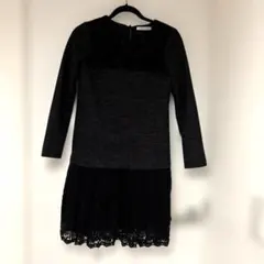 M-PREMIER BLACK サイズ38黒裾レースワンピース