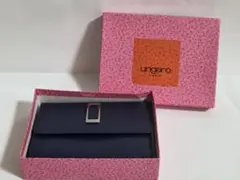 Ungaro ダークブルー 三つ折り財布 箱付き