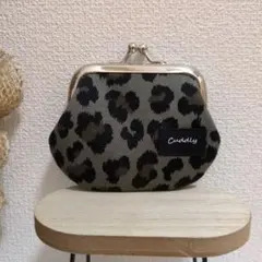 ハンドメイド　ミニがま口ポーチ（ベンガル　グレー）