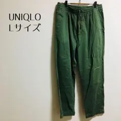 【UNIQLO ユニクロ】モスグリーン　パンツ　ウエストゴム　ストレッチLサイズ