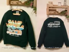 7531◆新品【100cm】グリーン★キャンプ★車トレーナー◆裏起毛