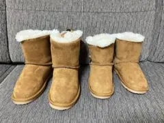 ★新品未使用★おそろリボンムートンブーツ2足  19㎝16㎝