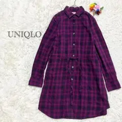 ユニクロ チェック柄 フランネル シャツワンピース Mサイズ