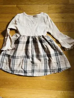 チェック柄七分袖ワンピース 100cm 値下げ中