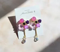 ♡ハンドメイド♡ビジューピアスorイヤリング№553月と猫アシンメトリー