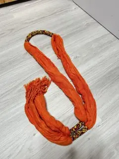 アフリカ　タンザニア　ケニア　オレンジ ビーズ付き　腰帯　スカーフ