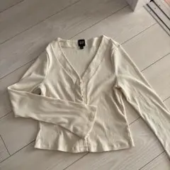 GAP リブ編み 長袖カーディガン L クリーム色