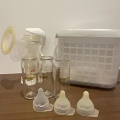 レック消毒ケース、ピジョン哺乳瓶と搾乳器セット