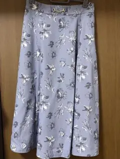 花柄フレアスカート ブルー