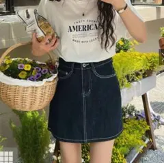 GRL タイトスカート デニム台形ミニスカート[at1817]