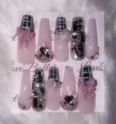 ネイルチップ 韓国 ワンホン ギャル 冬 クリスマス ガーリー スナ系 ツイード