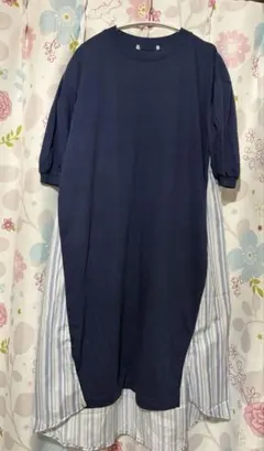 [アウトレット] 半袖ストライプ柄 ワンピース M