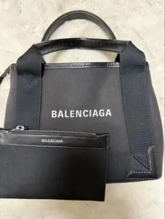 ぴぴ様BALENCIAGA バレンシアガ ネイビーカバスMレザートートバッグ
