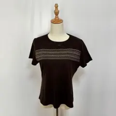 レスピーギ 刺繍デザイン 半袖Tシャツ ダークブラウン 日本製のサムネイル