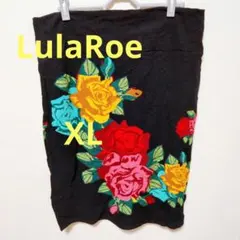 美品！！LulaRoe XL 花柄スカート 黒