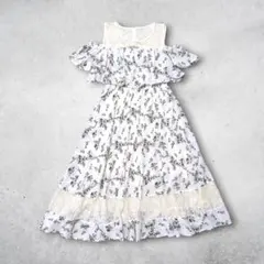 one way 花柄 ワンピース シアー レース シフォン ホワイト М