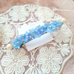 ハンドメイドヘアバレッタ　忘れな草ヘアバレッタ　本物のお花