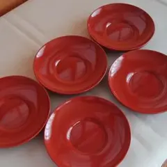 ①洗朱　漆塗り 天然木 茶托 ５客セット