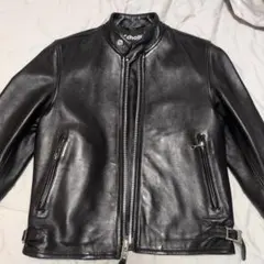 Schott ブラックレザー シングルライダースジャケット