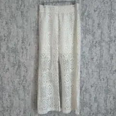 WEGO ウィゴー レースセミフレアパンツ ホワイト