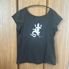 agnès b. トカゲプリント Tシャツ T3 ブラック