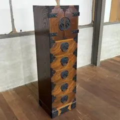 中国家具 黒漆 八角型 8杯 引き出し 抽斗 箪笥 チェスト 花台 高卓