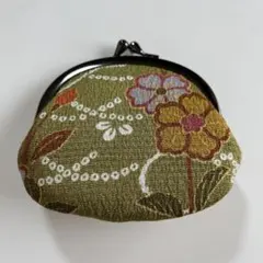 花柄がま口コインケース オリーブグリーン
