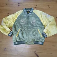 ドラゴン刺繍 サテン スカジャン L