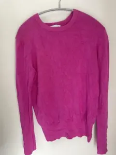 ピンク 長袖薄手ニットセーター