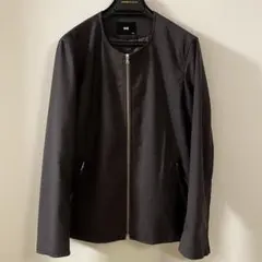 HARE ノーカラー シングルライダース ジャケット チャコールグレー S