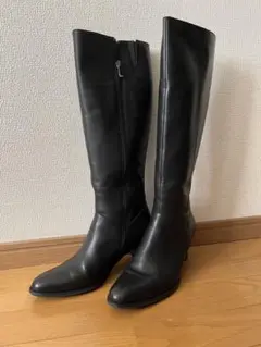 ブラックロングブーツ 中ヒール L EE