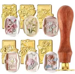 【新品未使用】シーリングスタンプヘッド フラワー 6種セット